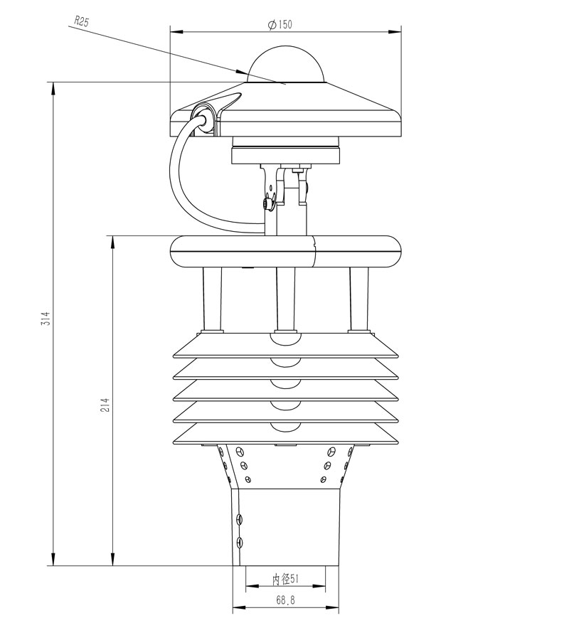光伏電站環(huán)境監(jiān)測儀產品尺寸圖