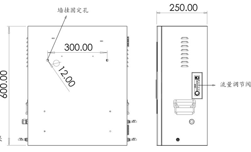 水質(zhì)ph電導率濁度在線監(jiān)測設(shè)備側(cè)視圖